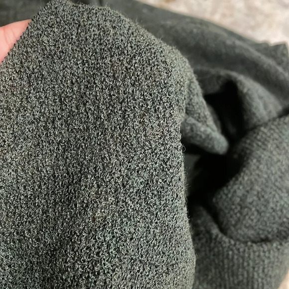 Eileen Fisher Women’s 100% Wool Open Front Dark Green Cardigan Sweater - Picture 6 of 8